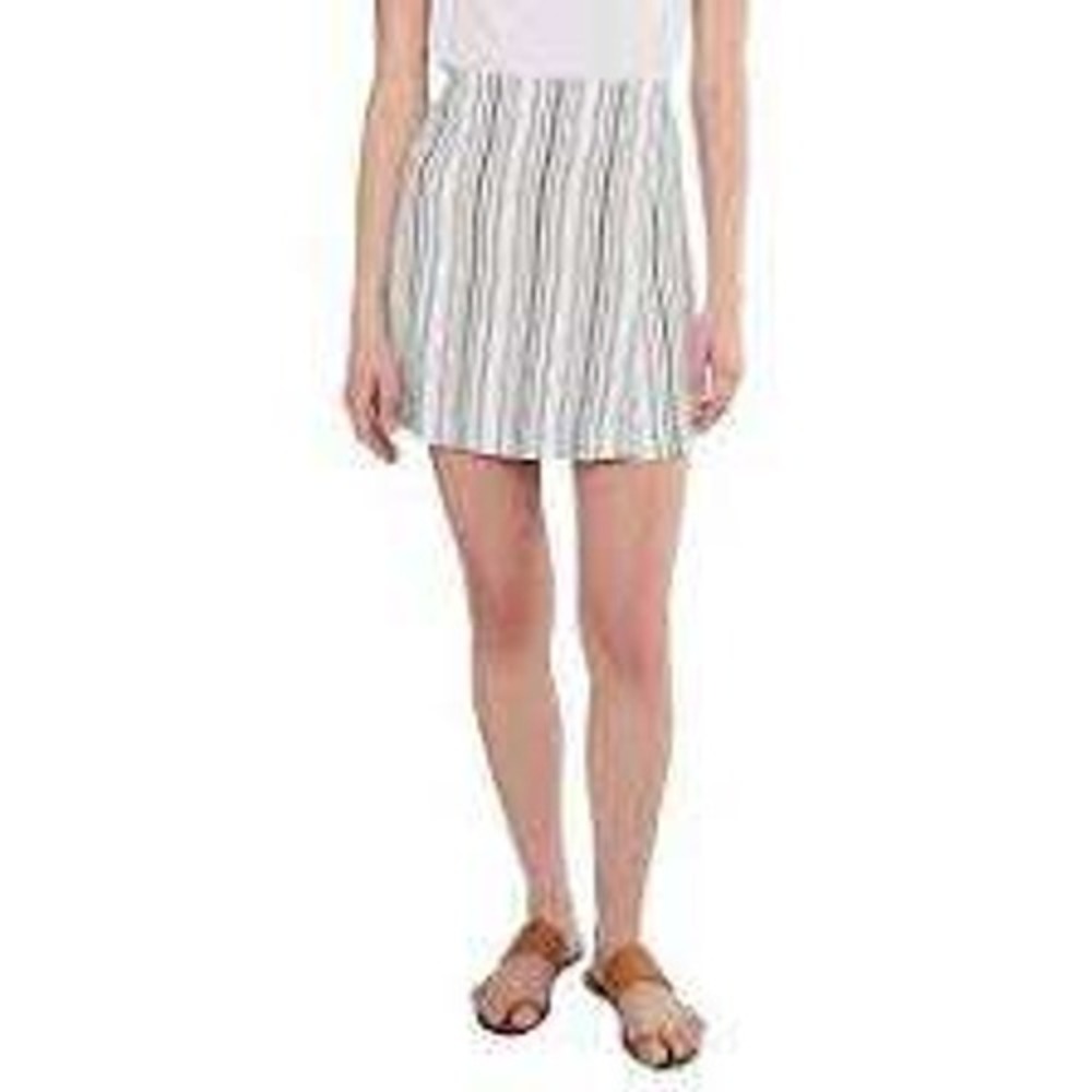 Madewell Linen Striped Mini Skirt‎ Blue White NV208 Size 14 NWT
